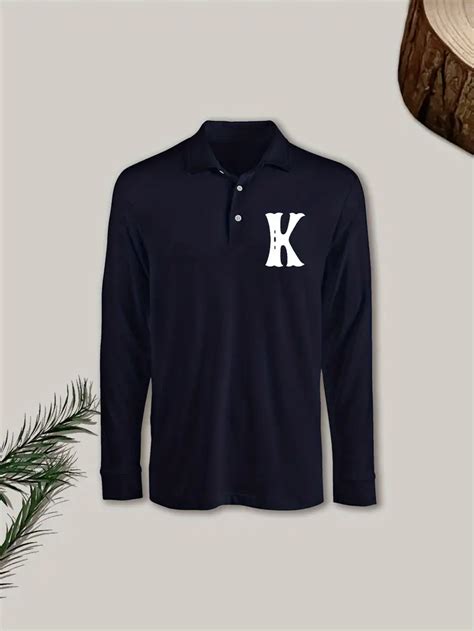 Plus Size Mens Letter K Graphic Print Golf Shirt Spring Temu Australia