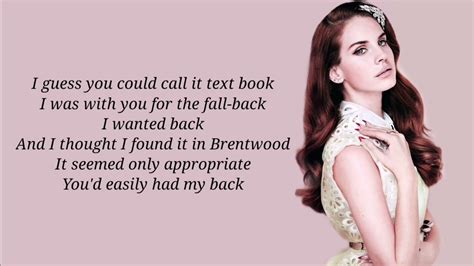 Lana Del Rey Text Book Lyrics Youtube