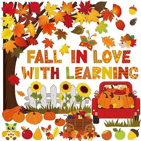 135 Pieces Fall Classroom Bulletin Board Decorations Autumn Thanksgiving Fall Tree