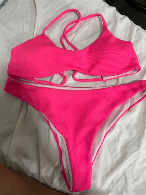 Pink Bikini Two Piece Women S Fashion Swimwear Bikinis Swimsuits On Carousell