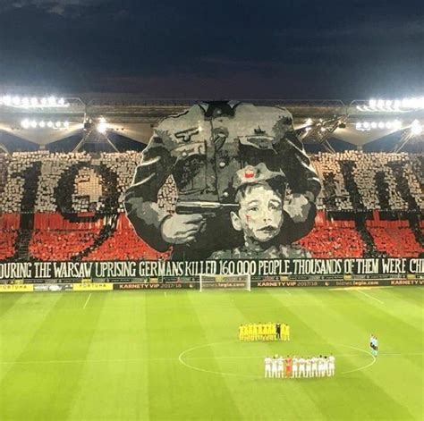 PIC Legia Warsaw Produce Very Graphic Tifo On 73rd Anniversary Of