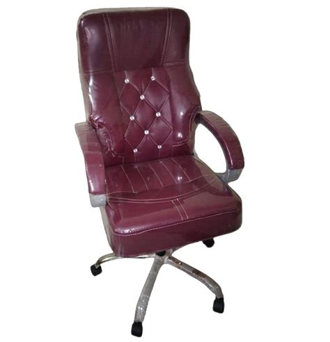 Leather Mid Back Maroon Boss Revolving Office Chair Fixed Arm At Rs