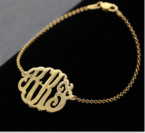 14k Solid Gold Personalized Monogram Bracelet By Monogrammfg