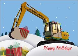 Personalized Excavator Christmas Card Ziti Cards