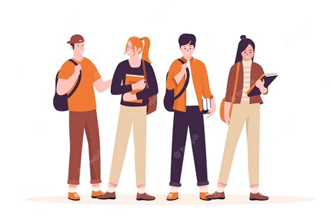 Premium Vector Group Of College Students Vector Set