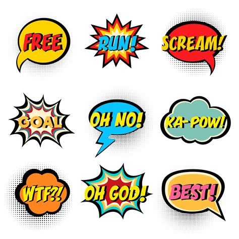 Comic Book Words Comic Speech Bubble Set 570567 Vector Art At Vecteezy