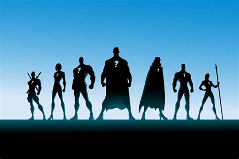 Vector Superhero Team Silhouette Stock Illustration Download Image