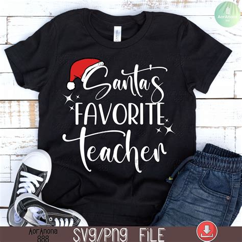 Santas Favorite Teacher Svg Teacher Svg Christmas Svg Etsy