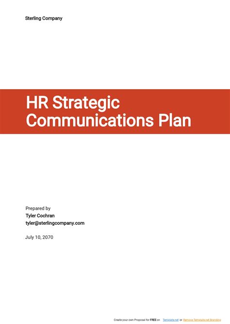 Hr Communication Plan Template