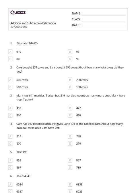 50 Subtraction And Ten Frames Worksheets For 4th Grade On Quizizz