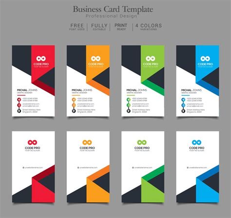 Premium Psd Business Card Template 4 Color Variations