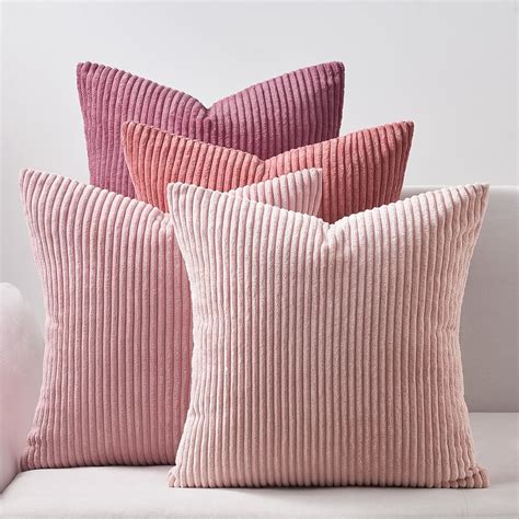 Topfinel Housse De Coussin Rose En Velours C Tel Super Doux Motif