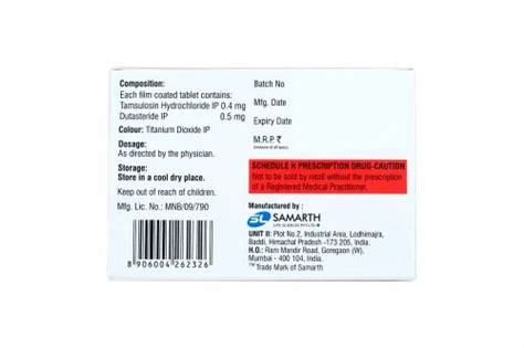 Tamsulosin Hcl Modified Release Dutasteride Tablets Mg At