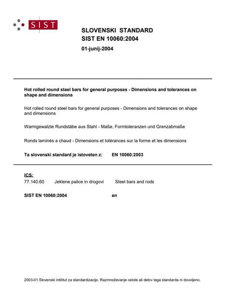 EN 10060:2003 - Hot rolled round steel bars for general purposes ...