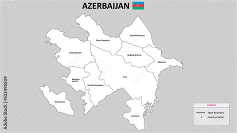 Fototapeta mapa świata dla dzieci Azerbaijan Map State and district