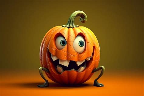 Personaje De Dibujos Animados De Calabaza Traviesa Ai Foto Premium