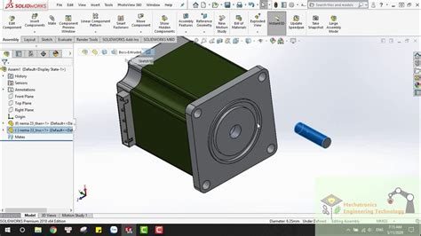 Create Rotating Shaft For The Motor In Solidworks Youtube