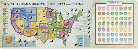 50 Fifty Us State Map Folder Album Coin Holder Commemorative Quarters