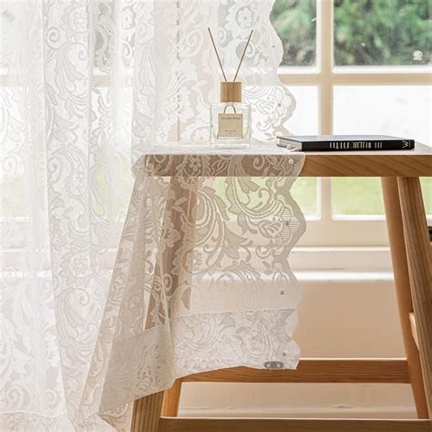 Sunbox Elegant Sheer Lace Curtains 72 Inches Long Paisley Vintage Floral Privacy