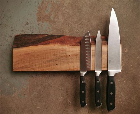 Inch Magnetic Live Edge Maple Knife Holder Wooden Magnetic Knife