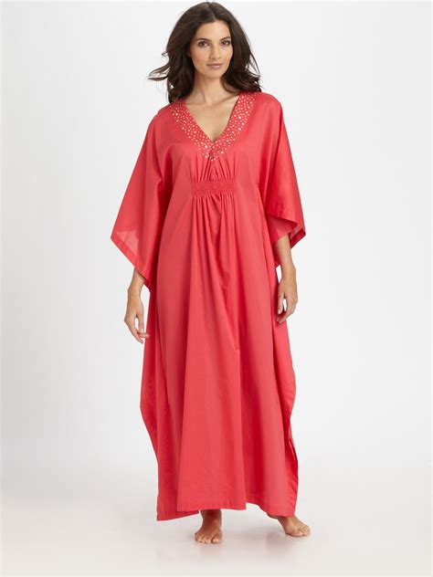 Lyst Natori Long Affinity Caftan Passion Pink In Red