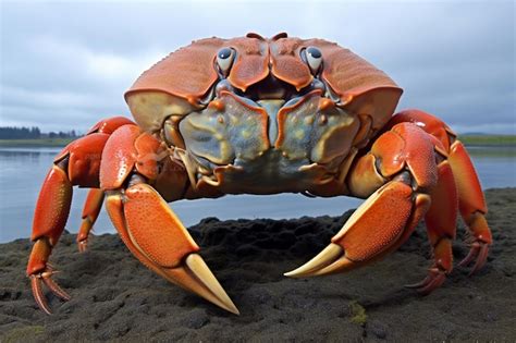 Premium AI Image | A close up shot of a red sea crab on the beach