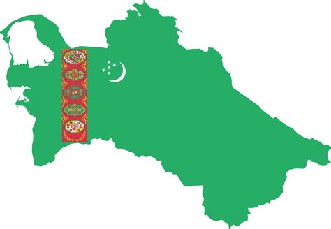 Clipart - Turkmenistan Map Flag