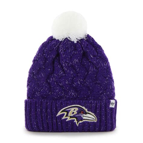 Womens Baltimore Ravens 47 Purple Fiona Cuff With Pom Knit Beanie