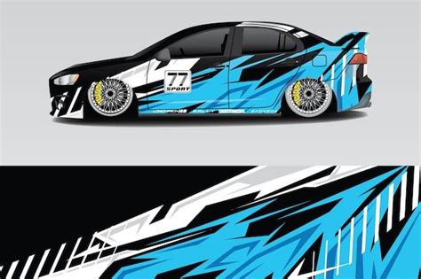 Blue And White Car Wrap Design