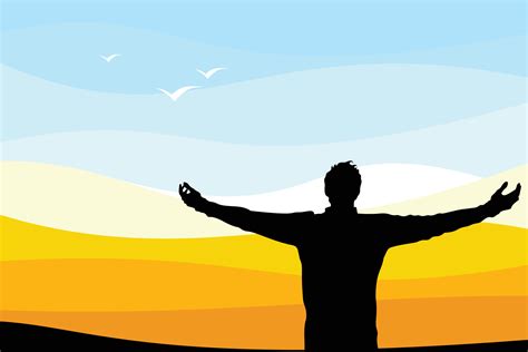 Silhouette of a man raising his hands 15637199 Vector Art at Vecteezy