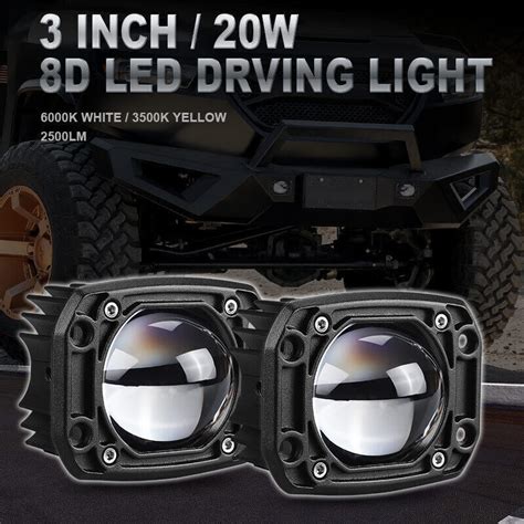 2X 3in Flush Mount LED Work Light Bar Pods Driving Spot Fog Offroad