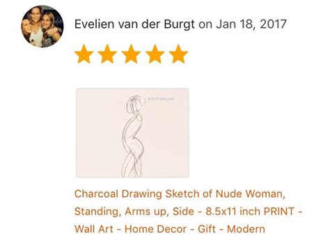 Charcoal Drawing Sketch Of Nude Woman Standing Arms Up Side Art