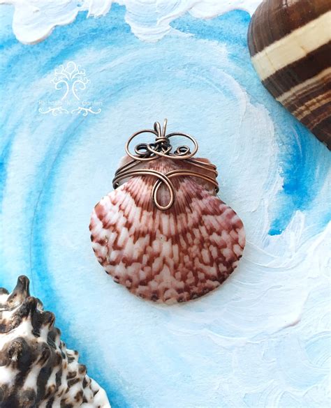 Seashell Wire Wrapped Pendant Jewelry Oxidized Copper Etsy