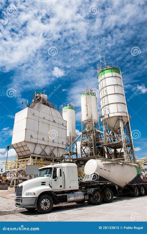 Cement Truck on a Concrete Company Stock Image - Image of mixer ...