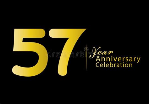 57 Years Anniversary Celebration Logotype Gold Color Vector 57th