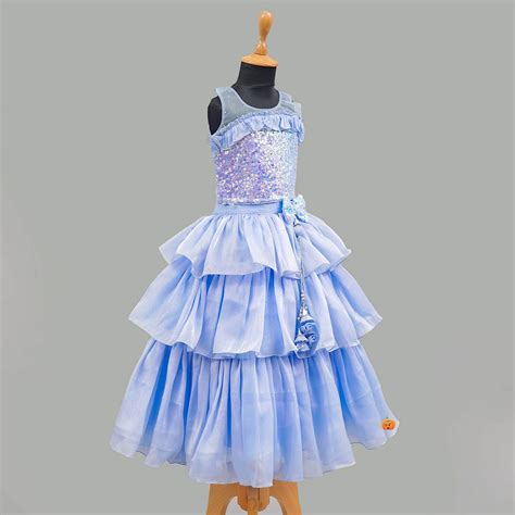 Buy Sky Blue Sequin Girls Lehenega Choli Mumkins