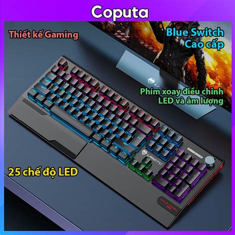 Bàn phím cơ Coputa bàn phím máy tính laptop gaming chơi game full LED