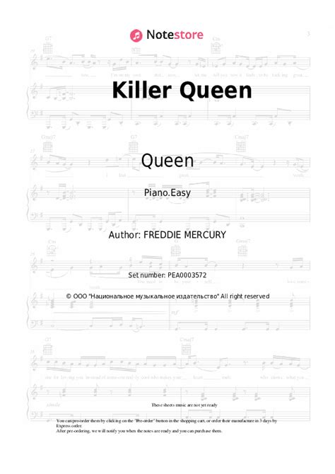 Queen Killer Queen Sheet Music For Piano Download Piano Easy Sku Pea0003572 At