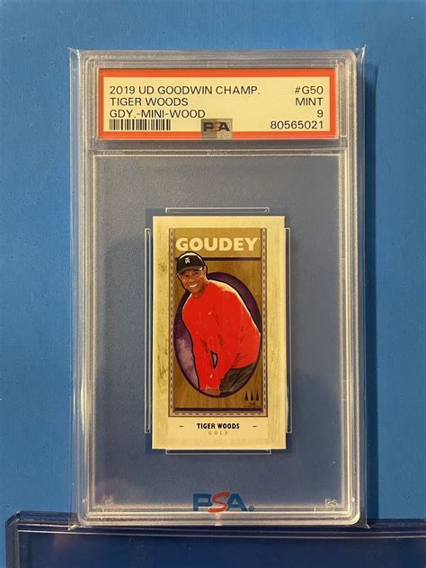 Upper Deck Goodwin Champions Tiger Woods Goudey Mini Wood G Psa