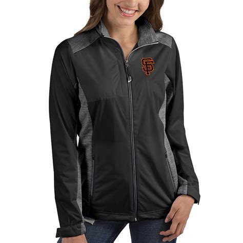 Womens San Francisco Giants Antigua Black Revolve Full Zip Jacket