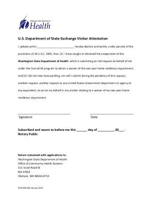 Fillable Online Doh Wa J Visa Waiver Program Guidelines Application