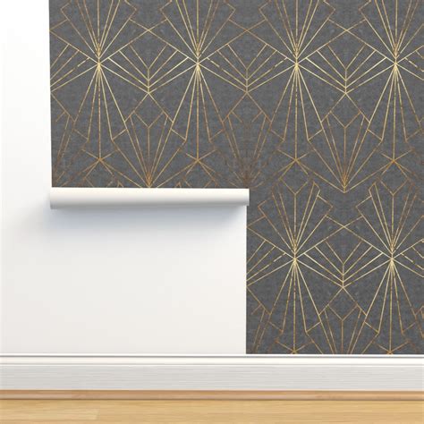 Art Deco In Textured Grey Wallpaper Spoonflower