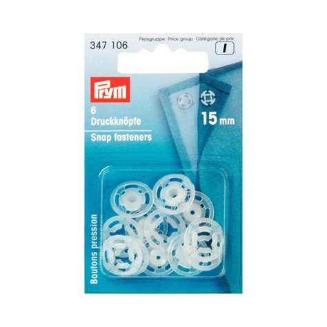 Prym Bouton Pression Plastique Transparent Espace Couture