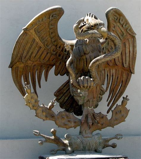 Eagle With Rattle Snake On Cactus Mexico S National Symbol Aztec Art