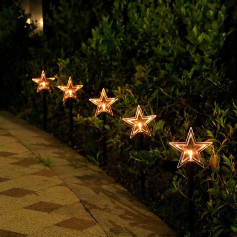 Sdjma Christmas Star Pathway Lights Outdoor Solar Powered Walkway Lights Garden Pathway Marker