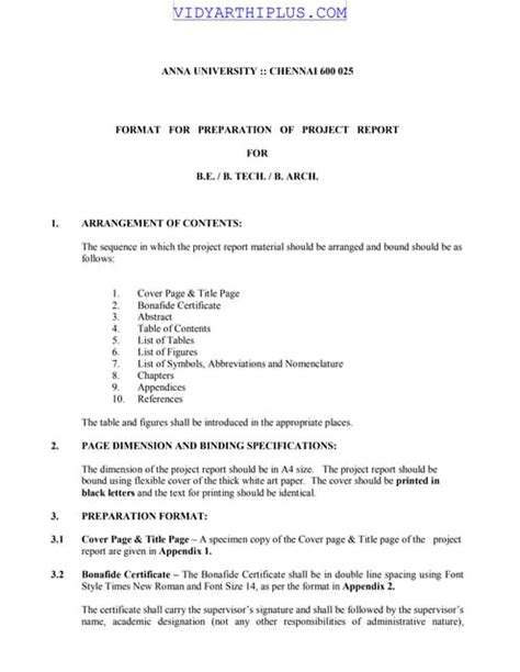 Anna University UG Project Report Format