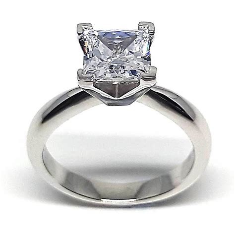 Princess cut diamond simulant ring set in sterling silver