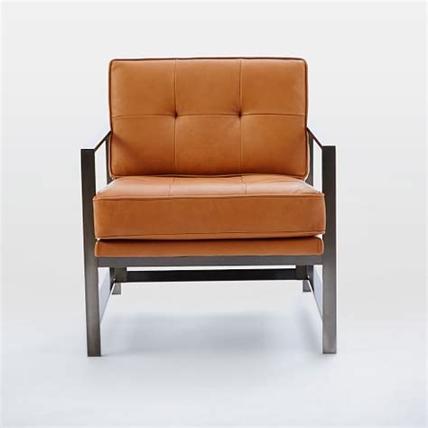 Metal Frame Tufted Leather Chair West Elm