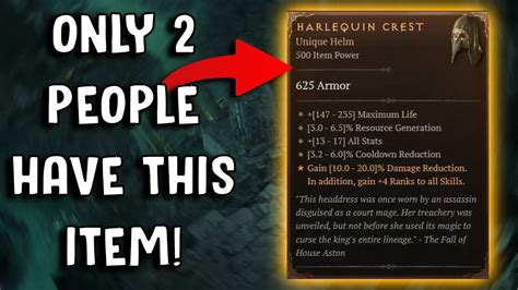 The Rarest Item In Diablo Just Dropped Again Harlequin Crest Youtube