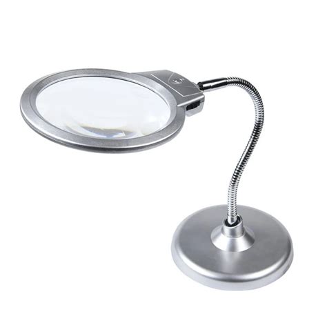 Portable Desktop Magnifying Glass With Led Lights 2x 5x Standing Style